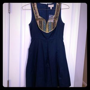 Anthropologie 0-P embroidered pleated dress NWOT
